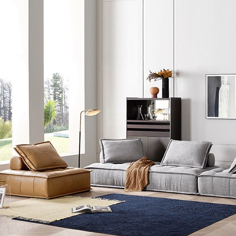 Genuine Leather Armless Settee Contemporary Standard Sofa for Apartment