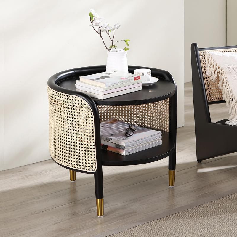 19" Wide Side Table 3 Legs Solid Wood Accent Side Table with Storage