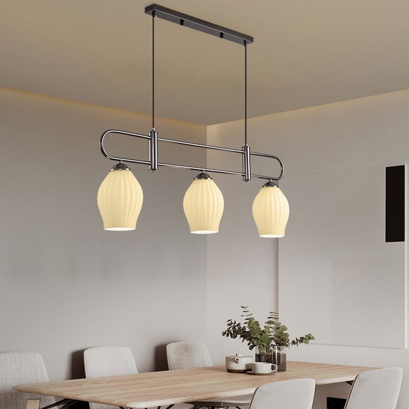 Black/White/Nickle Kitchen Island Lighting 3/4-Light Modern Island Pendant Lighting