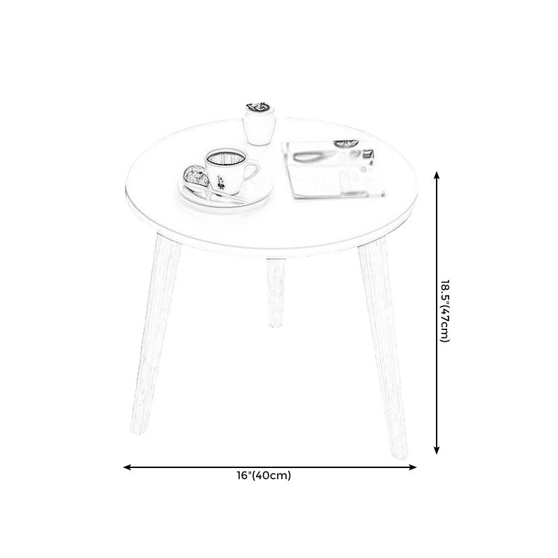 3 Legs End Table Wood White/Natural Round Side Table for Living Room