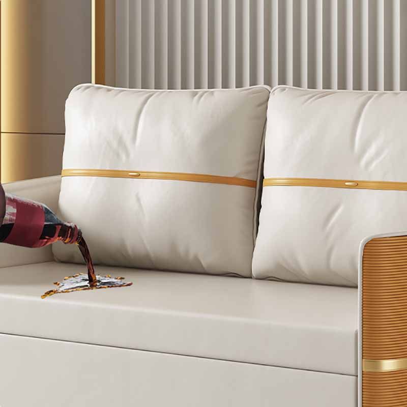 Faux Leather Convertible Sofa Bed with Pillows Seating with Storage