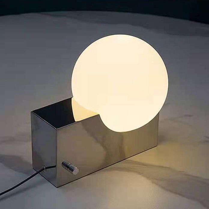 Modern Style Table Lamp 1-Light Desk Light with Glass Shade for Living Room