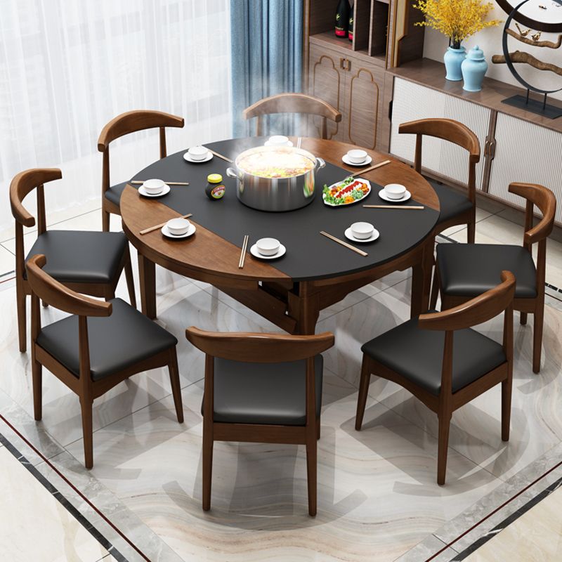 Stone Drop-Leaf Table Contemporary Style Dining Site Table with 4 Legs