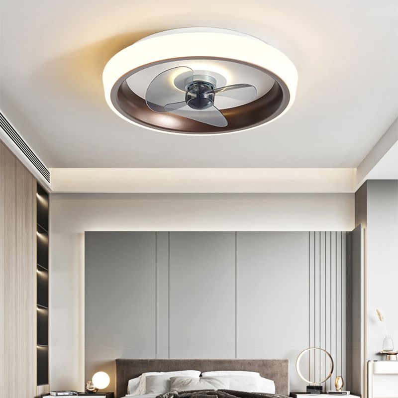 Contemporary Round Fan Light Metal Colorful LED Flush Mount Light for Bedroom