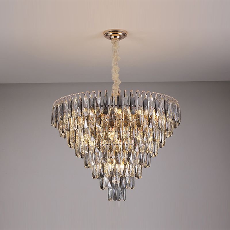 Moderne Stil Geometrieform Anhänger Kronleuchter Kristall Kronleuchter Lichter in Grau