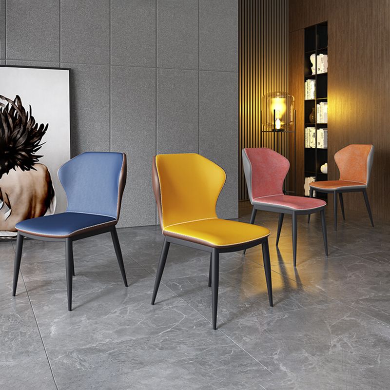 Contemporary Dining Chair Armless Metal Wingback Chairs for Kitchen