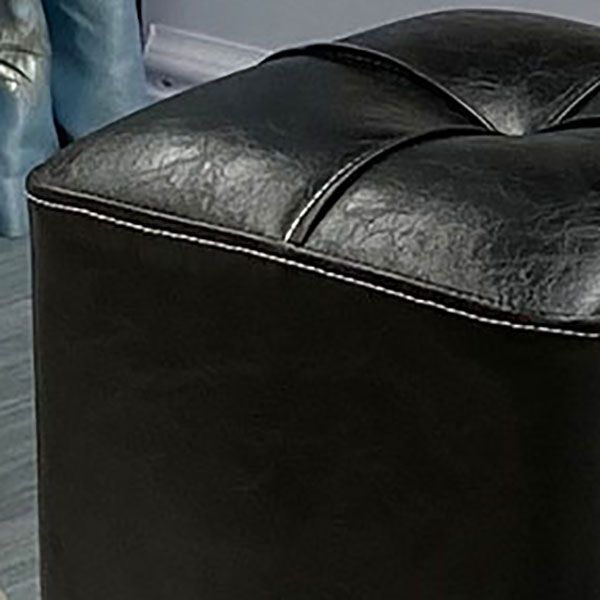 Modern Square Ottoman Plain Water Resistant Faux Leather Stain Resistant Tufted Ottoman