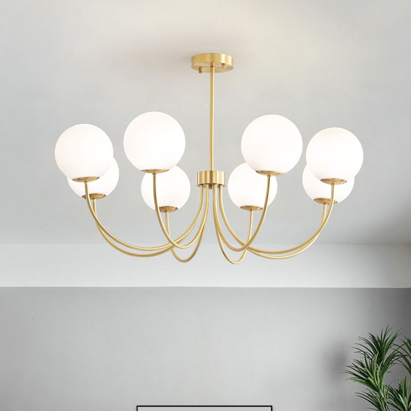 Multi -lichten wereldwijd hangende hanglampen moderne stijl melkglas plafond kroonluchter