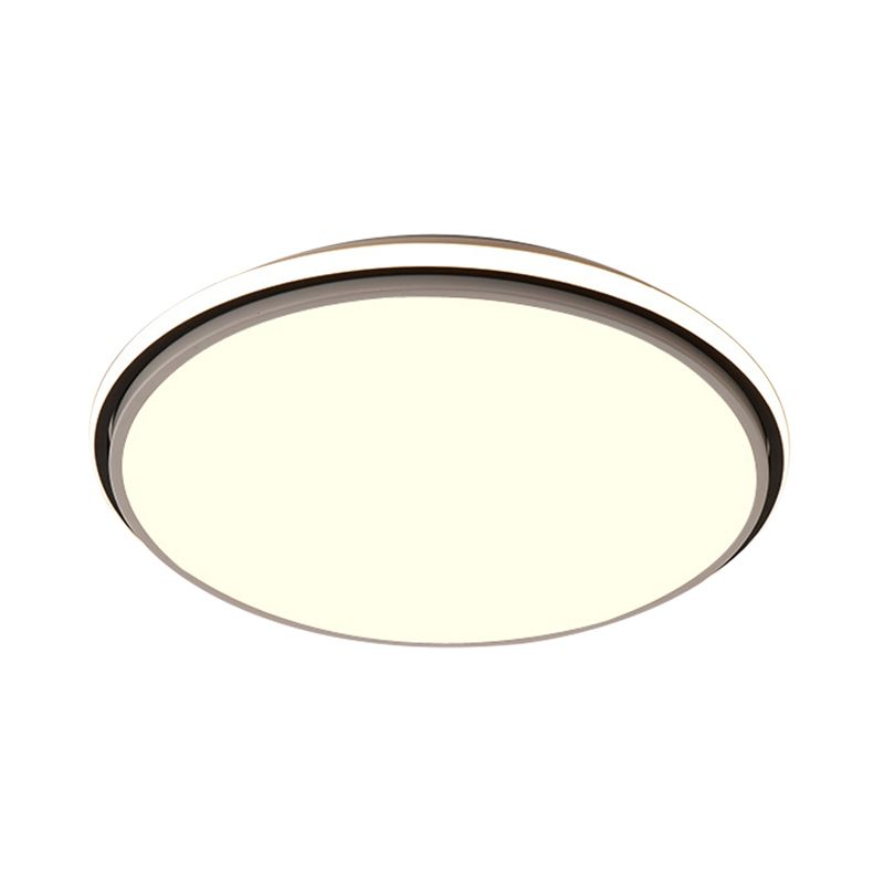 Black and White Circular Flush Mount Contemporary Led 12"/16"/19.5" Wide Acrylic Flush Mount Fixture with Recessed Diffuser in White/Warm Light