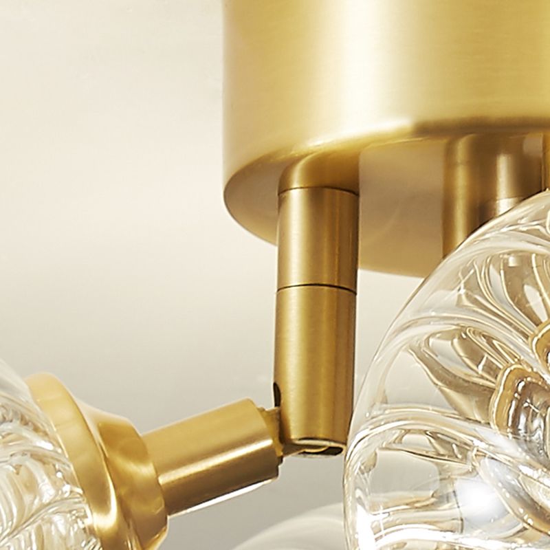 Modern Flush Light Fixtures Transparent Glass Sphere Flush Mount Lamp in Gold