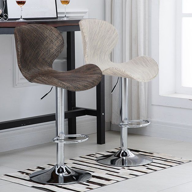 Scandinavian Metal Barstool Faux Leather Low Back Footrest Furniture