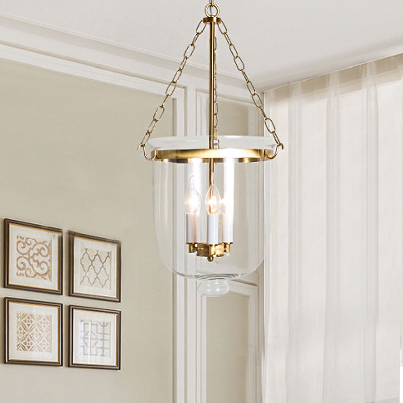 Candelabra Clear Glass Anhänger Kronleuchter kolonial 3 Lampen Schlafzimmer hängen Licht