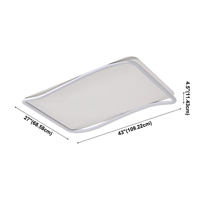 Flush rectangulaire Mount Light Modern Style Metal 1 Light Led Flush Ceiling Lights in White