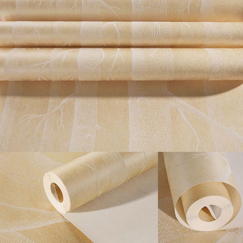 Pastelkleurig natuurlijk boombehang 20,5 inch x 33 voet niet-geweven decoratieve bos- en berkenboom wandbekleding
