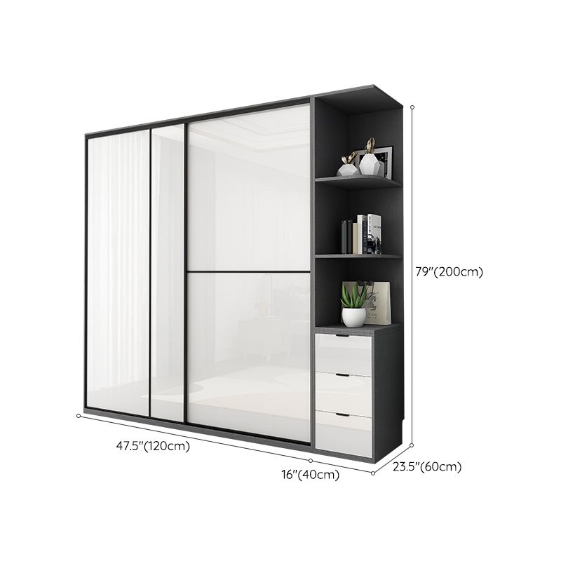 White Colour Wardrobe Contemporary Style Wooden Wardrobe Closet with Drawer
