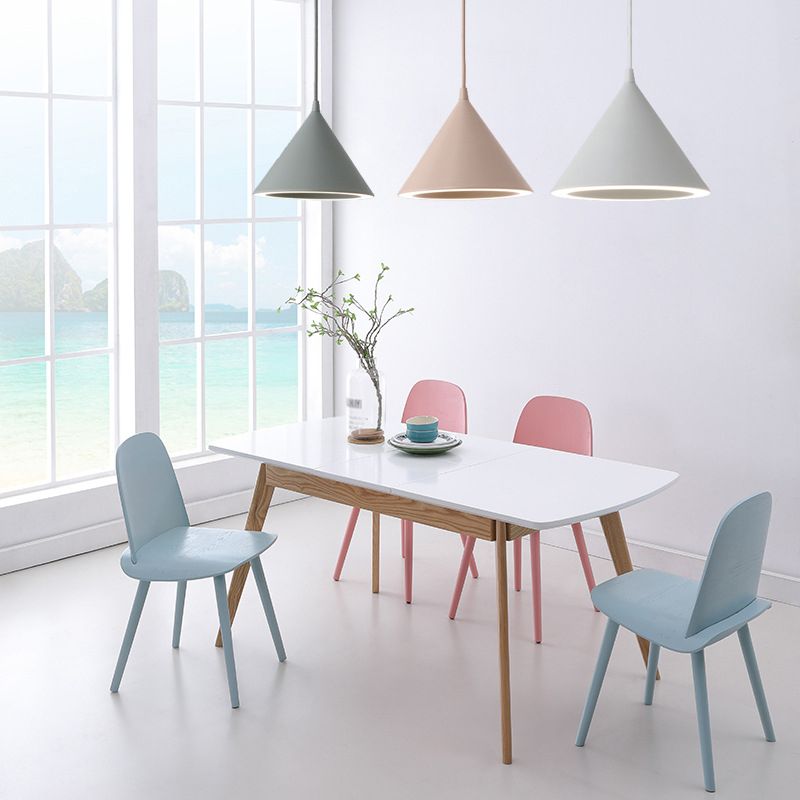 Dinning Room LED Hanging Light Fixture Simple Style Hanging Ceiling Light with Cone Metal Shade