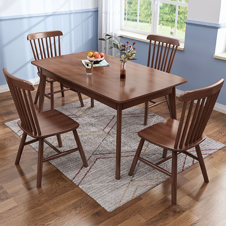 Industrial Rubber Wood Dining Table Rectangle Kitchen Table with 4 Legs