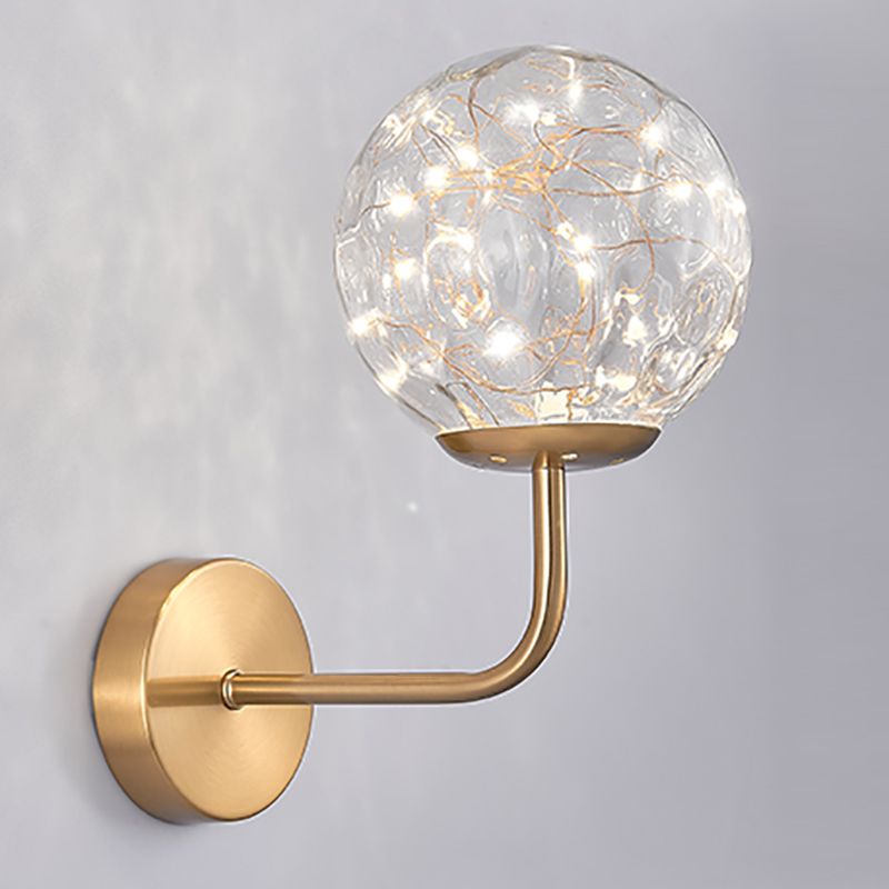 Nordic Glass Wall Light Globe Gypsophila 1 Light Wall Sconce for Bedroom
