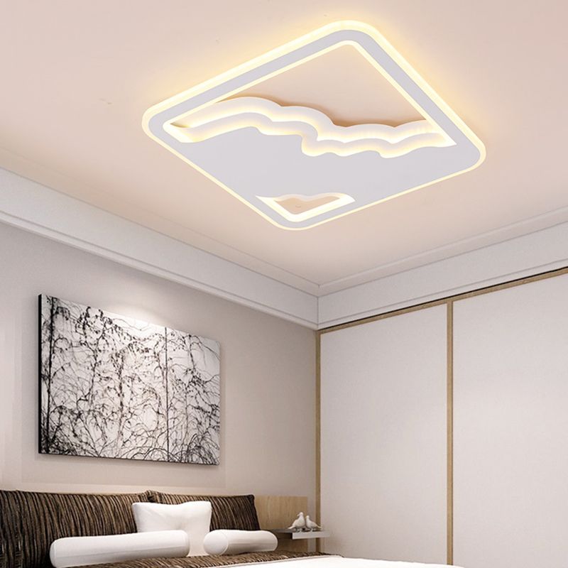 Ultra Dunne Flush Lamp Modernisme Metaal Geïntegreerd Led White Flush Mount Plafond Licht, 19 "/35.5" Wide
