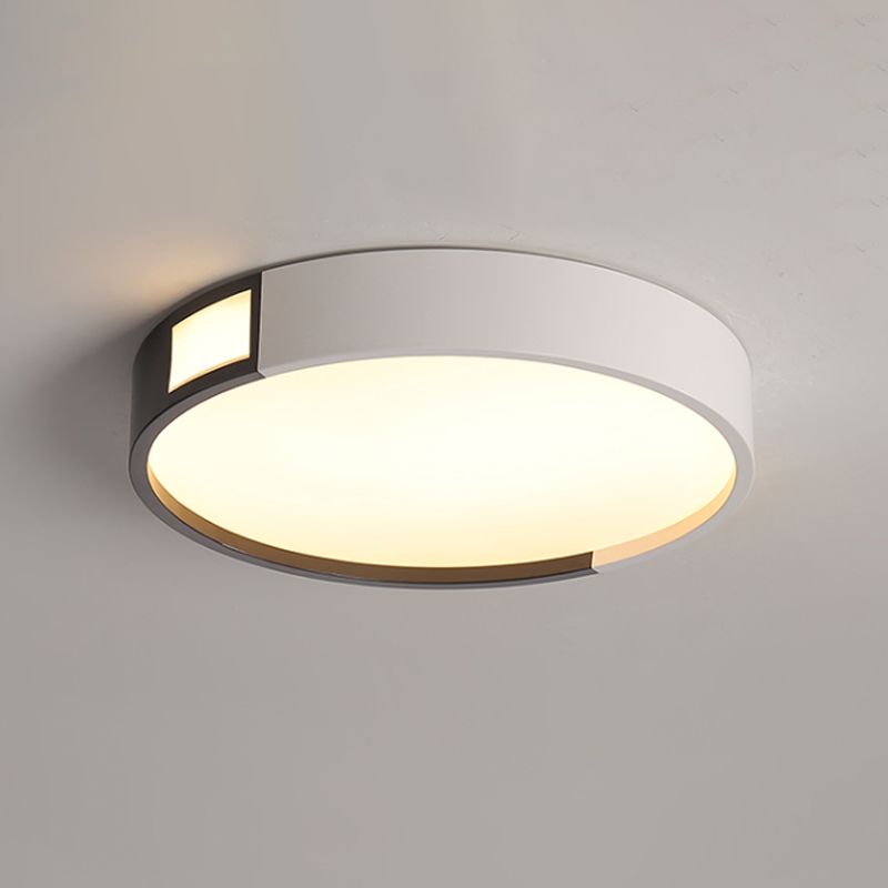 Minimalist Integrated LED Flush Light Black-White Splicing Round/Square/Rectangle Ceiling Mount Lamp with Acrylic Shade, Warm/White Light