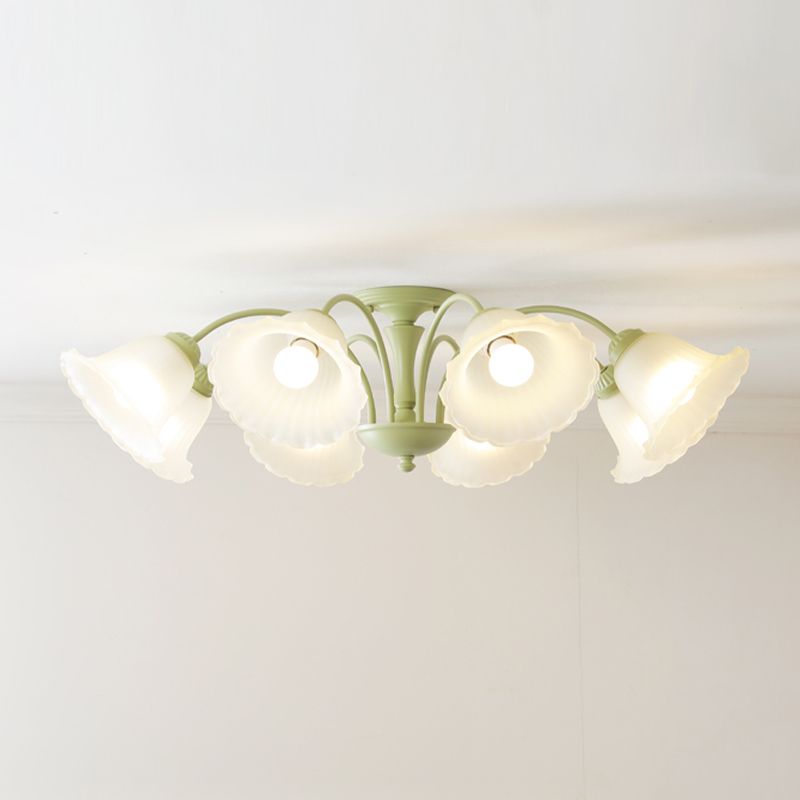 Nordic Style Ceiling Light Green Ceiling Lamp with Glass Shade for Living Room