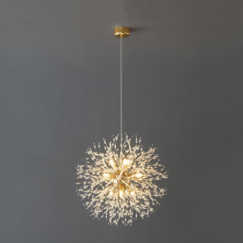 Sputnik Island Lamp Modern Hanging Light with Crystal for Dining Room