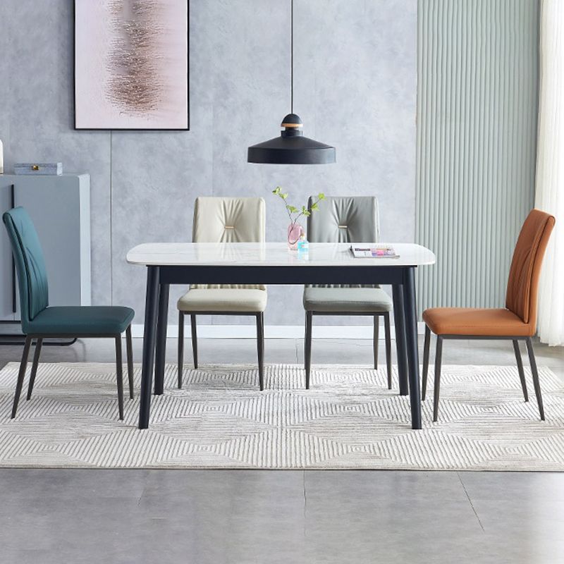 Modern Restaurant Solid Back Chair Matte Finish Leather Dining Chair