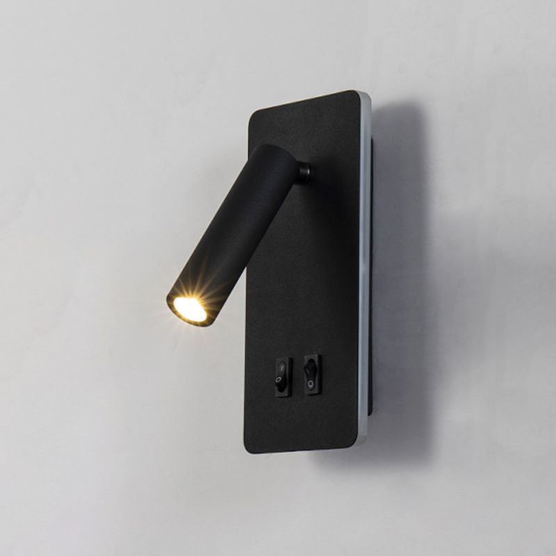 Modern 1-Spotlight Wall Sconce with Switch Squared Wall Mounted Light for Bedroom