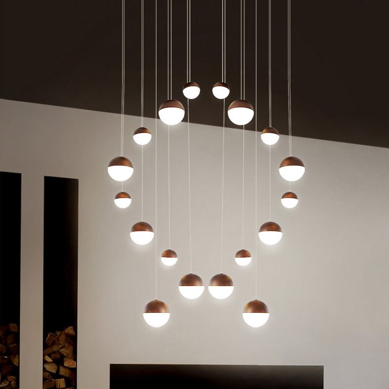 Modern Ball Shape Pendant Glass Multiple Hanging Ceiling Light for Spiral Stair