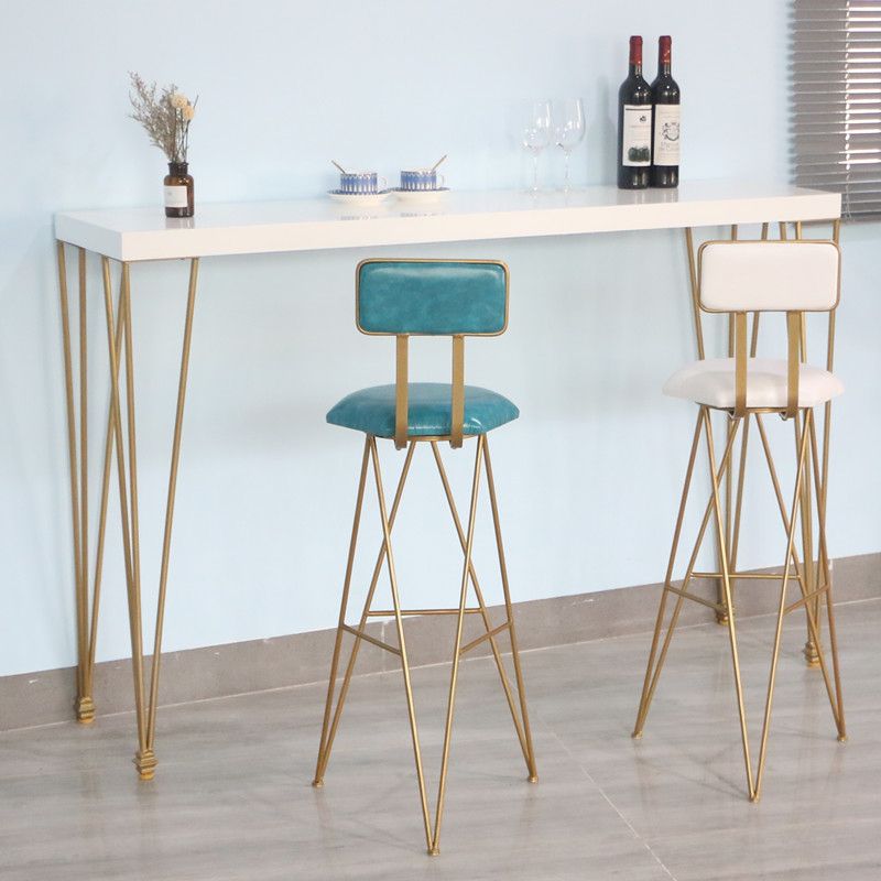 Modern Rectangle Solid Wood Bar Height Pub Table for Living Room