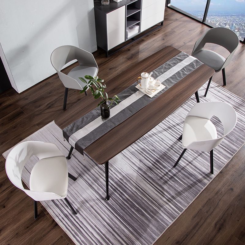 Contemporary Dining Arm Chair Matte Finish Plastic Open Back Chair