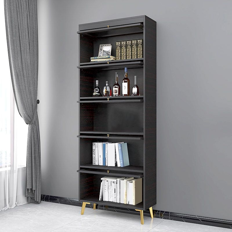 Modern 11.81" W Wooden Side Cabinet with Glass Doors in Black