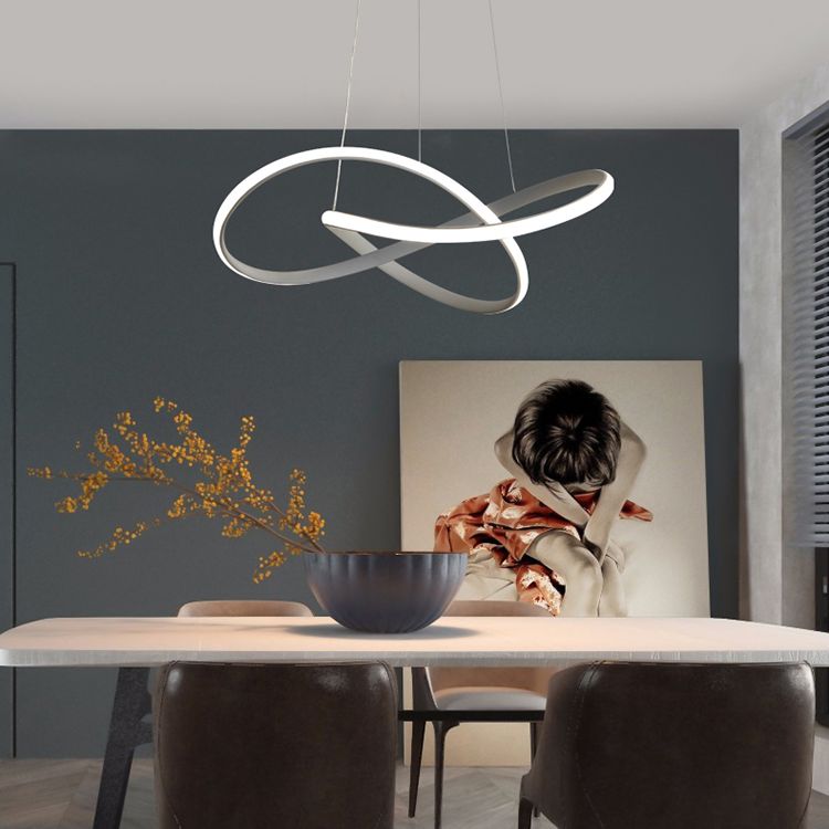 2 Color Optional Twisting Metal Pendant Lamp Simplicity LED Chandelier Light for Office