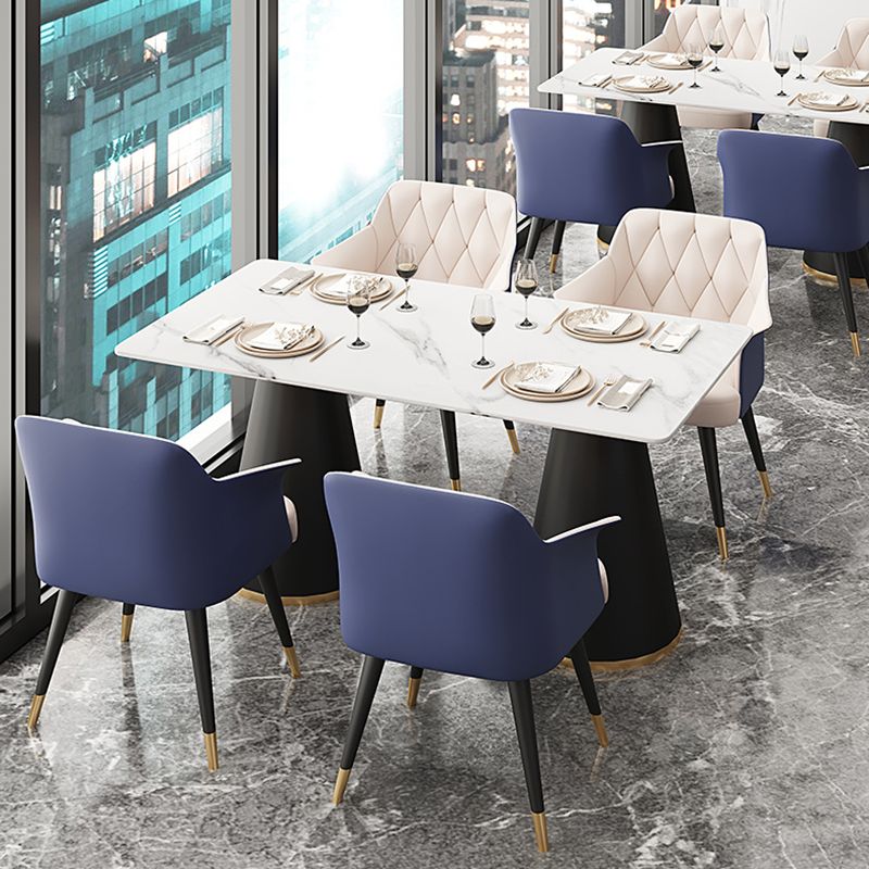 Modern Style Dining Table Sintered Stone Table with Metal Base
