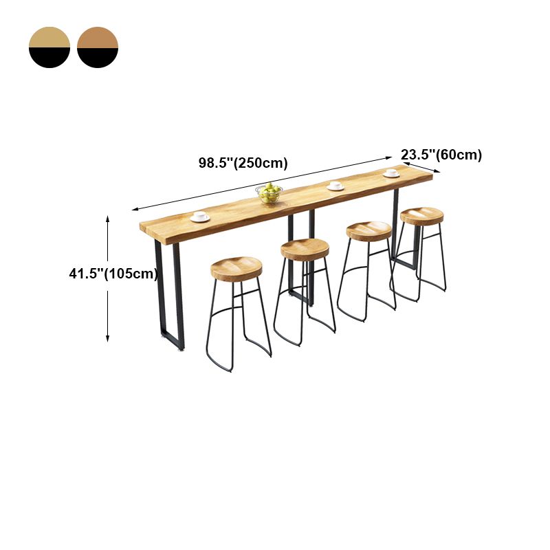 Modern Brown Wood Pub Table Rectangle Table Top Black Sled Table 42'' H