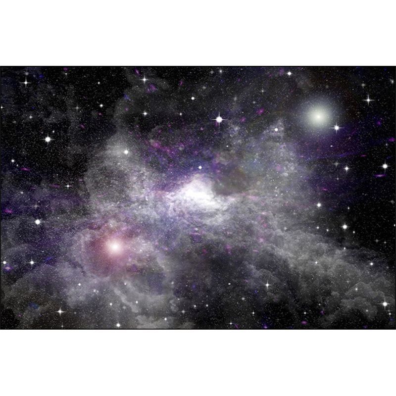 Novelty Modern Rug in Purple and Black Outer Space Galaxy Pattern Rug Polyester Washable Carpet for Home Decoration