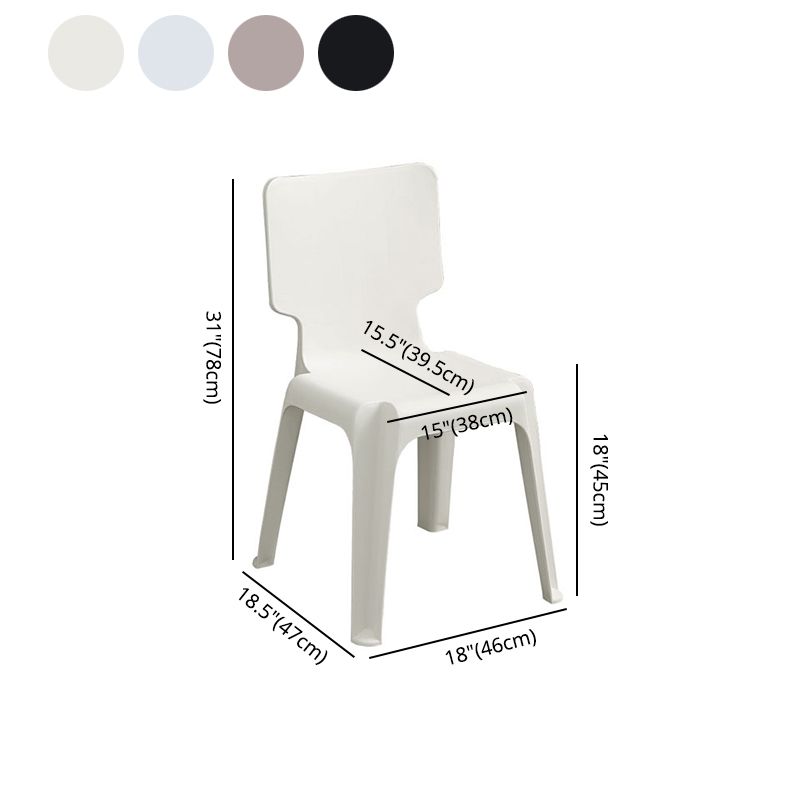 El plástico contemporáneo que cena el lado preside la silla apilable sin brazos de la parte posterior sólida