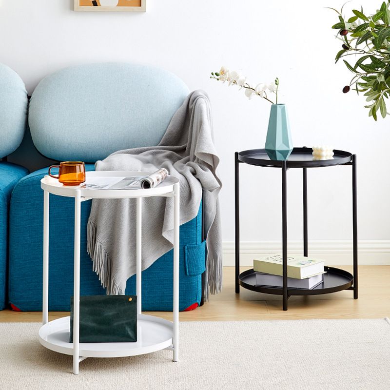 Iron Living Room Side Table Tray Table Pedestal End Table - 16.54" W x 16.54" D x 20.67" H