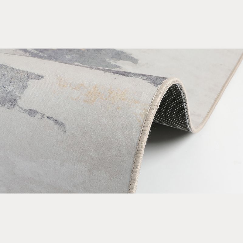 White Tone Modern Indoor Rug Polyester Color Blooming Carpet Non-Slip Backing Rug for Living Room