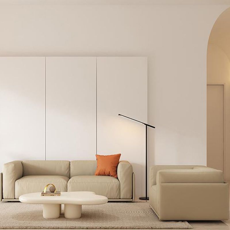 Contemporary Faux Leather Standard Sofa Tight Back Tuxedo Arm Sofa