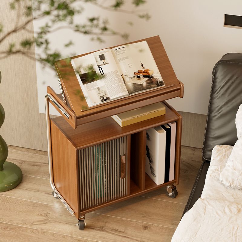 Mid Century Modern Side Table Double Tier Wood Accent Side Table with Shelf