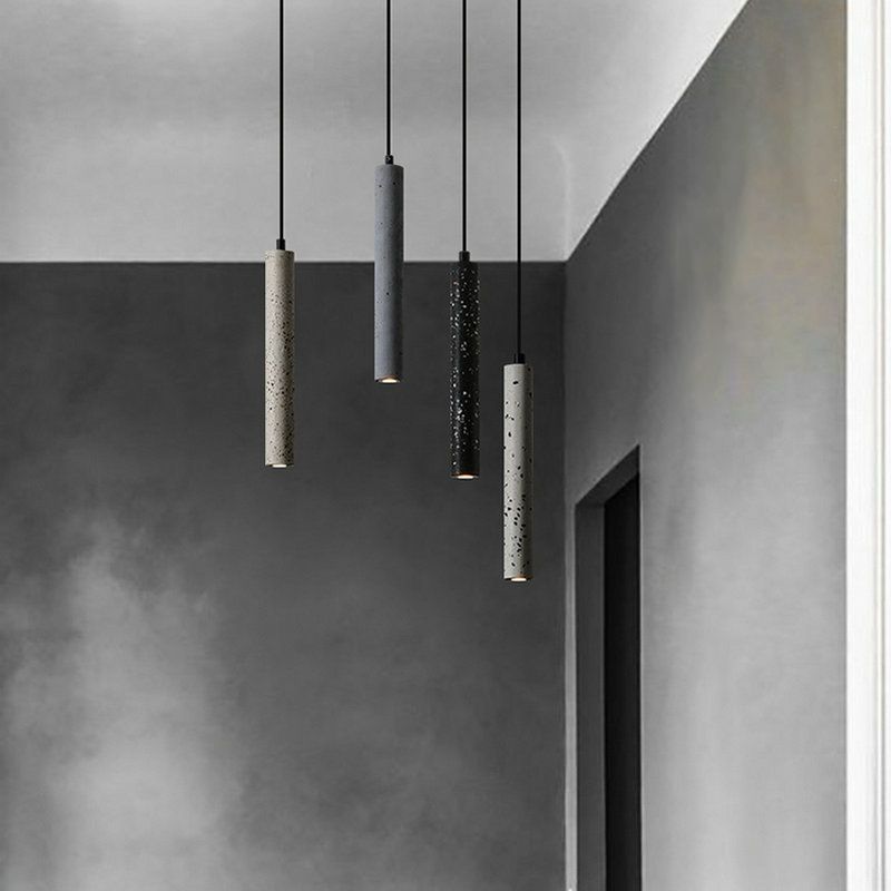 Modern Style Hanging Light Fixture 1-Light Pendant Lamp with Stone Shade for Living Room