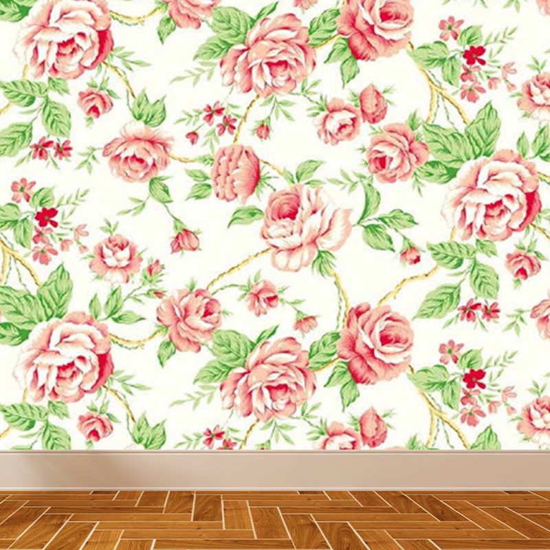 Autocollant Mural au Design Floral vif, décoration murale moderne en matériau non tissé de couleur claire