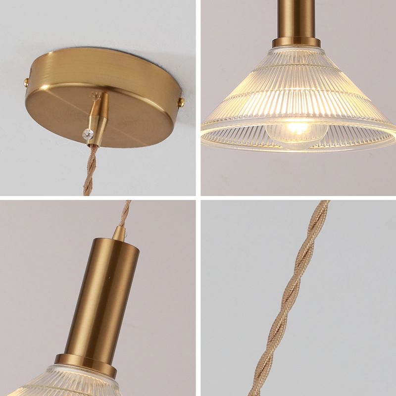 Lampada sospesa in vetro a costine lampada a sospensione a bulbo singolo per camera da letto