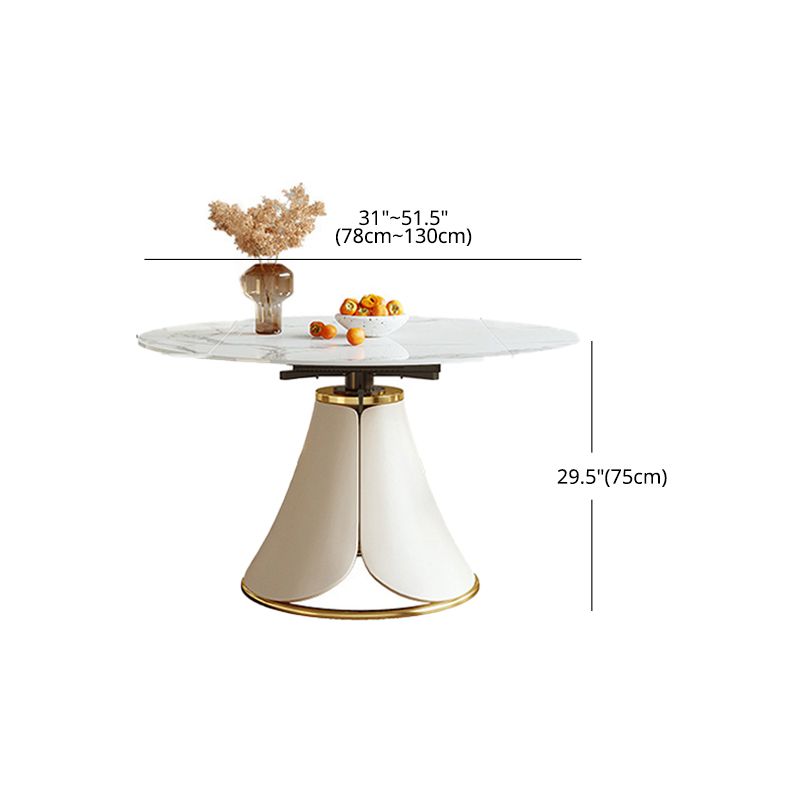 Glam 1/4/5/6/7 Pieces Dining Set Round Stone Dining Table for Dining Room