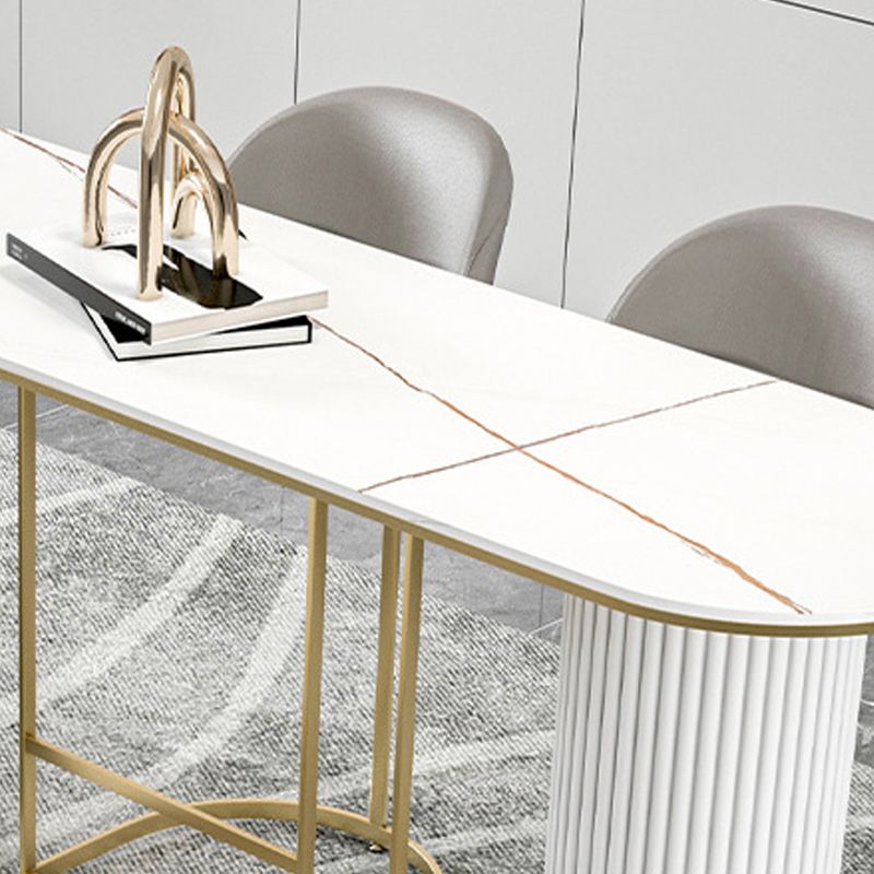 Modern Sintered Stone Bar Table Metal Base Dining Table for Kitchen Living Room