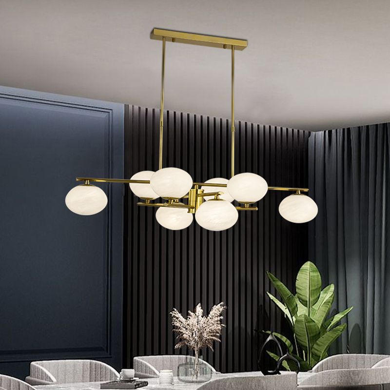 Glass Round Island Lighting Fixture Minimalist Style Island Pendant Light in Gold