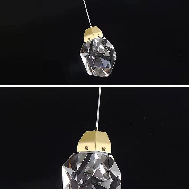 Lámpara de múltiples colgantes geométricos luces colgantes de cristal de estilo de lujo modernos en acabado dorado para sala de estar
