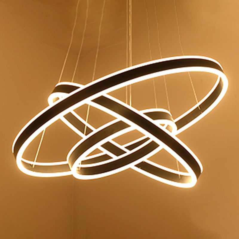 Modern Dining Room Lighting Multiple Rings Hanging Ceiling Lights Metal Chandelier