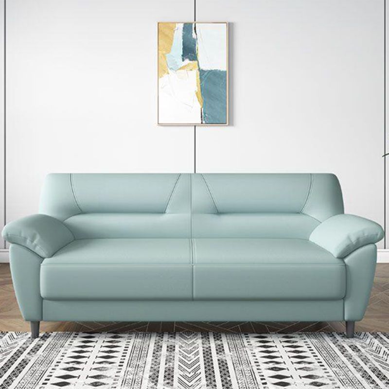 Sofá de brazo de almohada moderno de 3 asientos de cuero 70.87 "/55.12" W almohada de almohada cosida